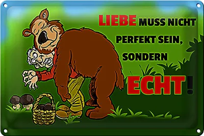 Produktbild von Blechschild Spruch 30x20cm Liebe nicht perfekt sondern echt sein