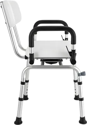 Produktbild von Duschstuhl für Erwachsene – 360° drehbarer Badehocker mit Rückenlehne – höhenverstellbar – bis 180 kg – Weiß