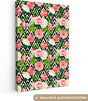 Produktbild von OneMillionCanvasses® - Leinwandbilder - 90x140 cm, Blumen - Farben - Rosen, Wandbilder Kunstdruck Wanddekoration - Wandschmucke - Schlafzimmer