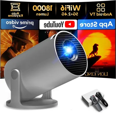 Produktbild von Tragbarer Beamer – Mini-Projektor – Heimkino – Android 11, WiFi 6 – 200-Zoll-Bildschirm – Schwarz