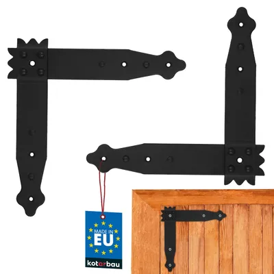 Obrázok produktu pre KOTARBAU® Zachytávač okien 200 x 200 x 35 mm 1 pár stavebných zachytávačov Plochý zachytávač Rohový zachytávač Dekoratívny zachytávač Práškovo lakovaná čierna farba Drevená spojka