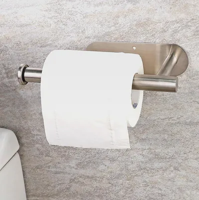 Produktbild von Küchenpapierhalter mit Bohrung ODER Selbstklebefolie - Edelstahl 304 - für Montage UNTER Schrank ODER an Wand | Auch als Badpapierhalter (Silber)