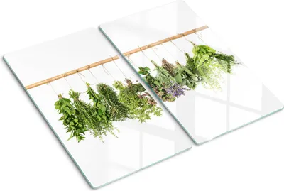 Obrázok produktu pre Sklenená ochranná doska – Kryt varnej dosky – Kryt na indukčnú dosku – 2x30x52 cm – Rýchle čistenie – Tvrdené sklo – Bylinná šnúrka