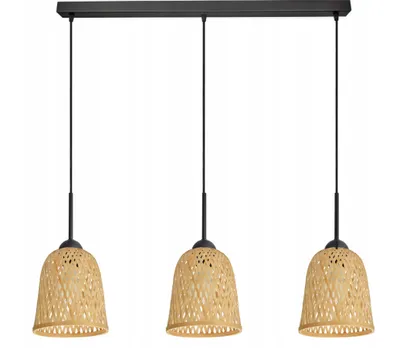 Produktbild von LUXOLAR Pendelleuchte Natural Bambus 3 flammig E27 60 W - Hängelampe für Wohnzimmer, Küchen - Deckenleuchte BOHO Design