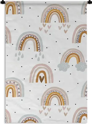 Produktbild von MuchoWow® Wandteppich Wandbehang Muster für Kinder - Regenbogen - Pastell 120x180 cm Tapisserie Dekoration Wandtuch - Schlafzimmer - Dekorationen für das Haus