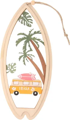 Produktbild von Dekoratives Wandornament in Surfbrettform aus synthetischem Material im Hawaii-Stil für sommerliche Dekorationen und Party-Requisiten