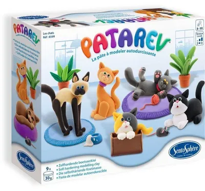 Obrázek produktu pro Modelovací hmota, samotvrdnoucí, Sentosphere Patarev Les Chats, 9 barev, od 7 let