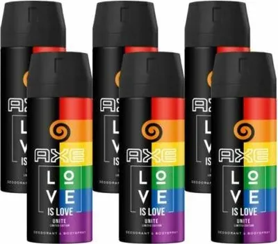 Immagine prodotto di AXE Bodyspray Unite Love is Love 6x 150ml Deo Deospray ohne Aluminium Edizione Limitata
