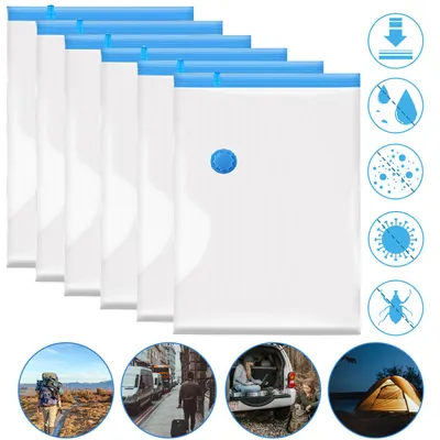 Obrázok produktu pre Vigevee sady vakuových vreciek 6 ks, 80 x 120 cm, vrecia na skladovanie oblečenia a posteľnej bielizne, úsporné vrecia na oblečenie s ventilom, opakovane použiteľné a priehľadné