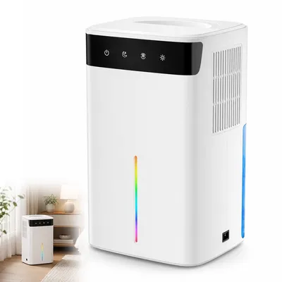 Produktbild von Luftentfeuchter mit Nachtlicht 7 Farben, 2400ml/Tag, leiser 90W Entfeuchter für Schlafzimmer, Keller & kleine Räume 31–40m²