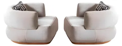 Productafbeelding van Exclusieve set van 2 fauteuils in wit en beige, ideaal voor een moderne woonstijl
