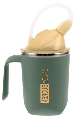 Produktbild von Dysphagiebecher 400 ml mit Edelstahlgriff und Löffelschlitz