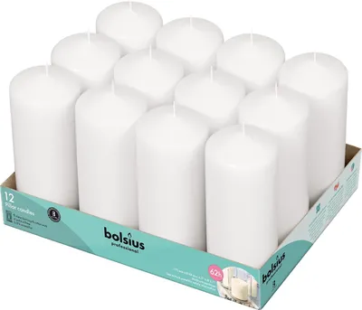 Produktbild von weiße Stumpenkerzen 62 Lange Brennstunden Kerzen-Set