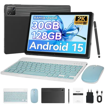 Obrázok produktu pre 10-palcový tablet, 30 GB (rozšíriteľných na 6+24 GB) RAM + 128 GB ROM, osemjadrový procesor, podpora 5G a Wi-Fi, Android 15, s klávesnicou, myšou a stylusom