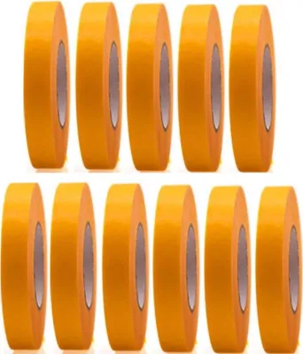 Produktbild von 11 Rollen Profi Goldband Klebeband 50 m x 15 mm - Malerband Gold Kreppband - Abdeckband für Maler und Lackierer - Krepp für Innen und Außen - Malerkrepp - Vielseitiges Klebeband für Malerarbeiten