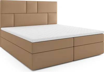Produktbild von MR GROUP Boxspringbett mit Bettkasten SPLIT 160 x 200 cm, H3, Samtstoff, Polsterbett mit Matratze und Topper Doppelbett Bett für Schlafzimmer, beige