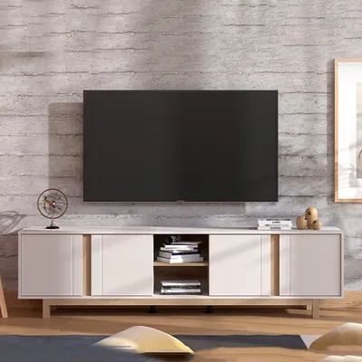 Immagine prodotto di Capaci - Mobile Porta tv, 202x40x54h cm Bianco Crema, 2 Ripiani