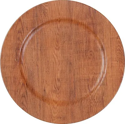 Produktbild von Dekoteller Kunststoff Holz Optik 33cm Braun