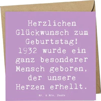 Produktbild von Mr. & Mrs. Panda doppelkarte Spruch 1932 Geburtstag - Lavendeltraum - Geschenk, anlasskarte, handgemachte Produkte, Happy Birthday, Geburtstagsgeschenk, Erinnerungsstücke