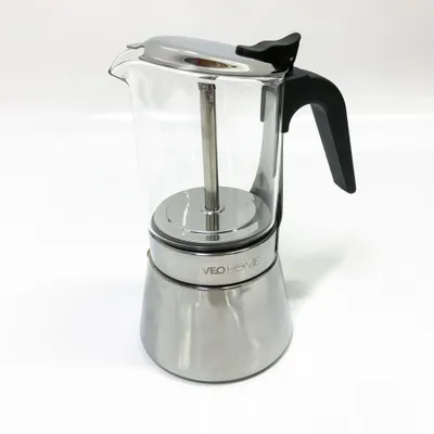 Produktbild von Espressokocher Klassisch italienische Perkolator-Mokakanne 360 ml - s Kristallglas und rostfreier Stahl