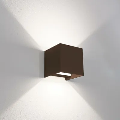 Productafbeelding van CENTURY QUADRATO LED-buitenwandlamp, kantelbaar naar boven en naar beneden, cortenstalen afwerking, 10 W, 2700/4000/6500 K, beschermingsgraad IP65