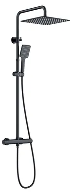 Duschsystem mit Thermostat, Regendusche 30x30 cm, Edelstahl, Handbrause