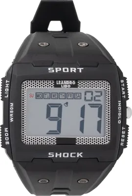 Produktbild von LEANDRO LIDO Sterpeto Uni Sportuhr – digital, 12/24h Format, Stoppuhr, wasserdicht, Beleuchtung, verstellbares Armband, schwarz-gepunktet | LL-90