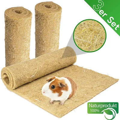 Produktbild von Nagerteppich aus 100% Hanf, 100 x 40cm, 5mm dick, 3er Pack Nagermatte, Hanfmatte für Nagetiere