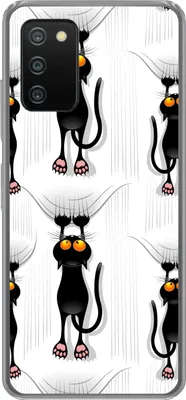 Produktbild von MuchoWow® Handyhülle Schutzhülle Hülle für Telefoonhoesje Samsung Galaxy A03s Muster - Katze - Schwarz - Jungen - Mädchen - Kinder - Kinder Silikon Softcase Handy Hülle - Schutz