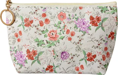 Produktbild von Clayre & Eef Damenkulturtasche 21x5x13 cm Beige Rosa Synthetisch Blumen