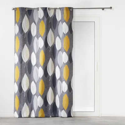 Verdunkelungsvorhang 140x240 cm Gelb Blattmuster Baumwolle