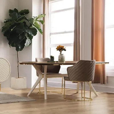 Produktbild von Essgruppe Esszimmer Luxus Essecke Esstisch Tisch Stühle Braun Set 7tlg