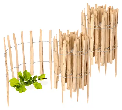 Produktbild von Gartenzaun zum Stecken aus Haselnüsse Zaun Garten Staketenzaun Beeteinfassung Holz  GD-0156 (2 Stück, 50 cm x 500 cm)