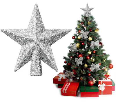 Weihnachtsstern 6 cm silber glitzernd für kleine Bäume