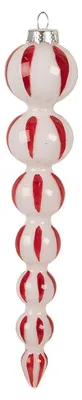 Image de Clayre & Eef Boule de Noël Ø 4x18 cm Blanc Rouge Verre