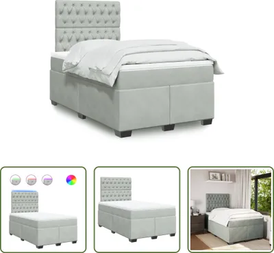 Produktbild von The Living Store Boxspringbett mit Matratze Hellgrau 120x190 cm Samt