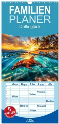 Produktbild von Familienplaner 2026 - Delfinglück mit 5 Spalten (Wandkalender, 21 x 45 cm) CALVENDO