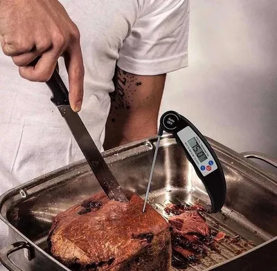 Produktbild von CHPN – Thermometer – Digitales Fleischthermometer – Küchenthermometer – kabellos – -50 °C bis 300 °C | Küche – Bratenthermometer – Grillthermometer – Rot/Schwarz
