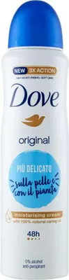Produktbild von 5x Dove Original 48h Deospray Delicare 0% Alkohol Antitranspirant - 5 Lufterfrischer je 150ml
