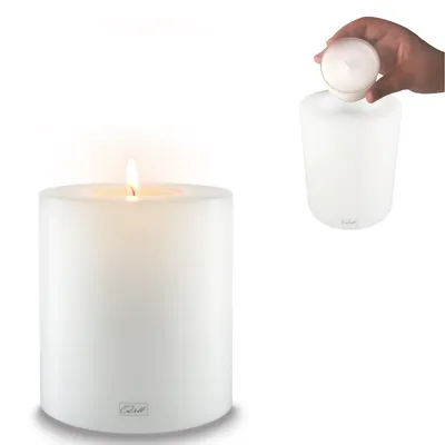 Produktbild von Qult Farluce Trend - Durchm. 12cm | Teelichthalter in Kerzenform | Dauerkerze | Kunststoffkerze in Kerzenoptik | Teelichtkerze mit Teelichteinsatz | inkl, Teelicht