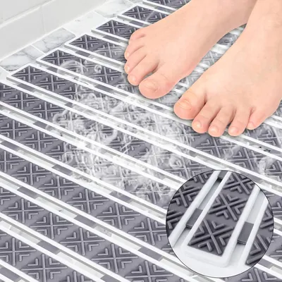 Produktbild von 70 x 40 cm rutschfeste Duschmatte mit Saugnäpfen - BPA-frei und schimmelresistent für Senioren, Erwachsene und Kinder