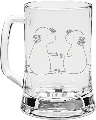 Produktbild von Mr. & Mrs. Panda Krug Axolotl Liebe - Transparent - Geschenk, Bierkrug Mit Gravur, Glas, Lurch, Humpen, Valentinstag, Glaskrug, Seidel, glücklich