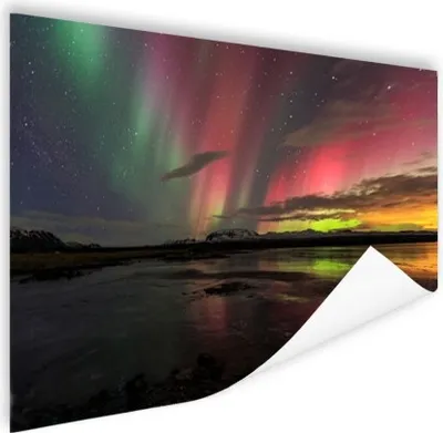 Produktbild von MuchoWow® Poster Nordlicht - Island - Farben 120x80 cm - Bilder
