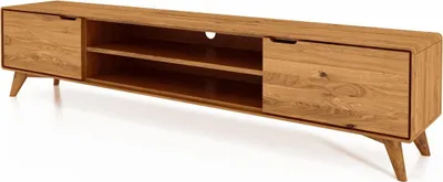 Produktbild von TV-Board Gerg aus Wildeiche massiv 220x40x48 mit 2 Türen und 2 offenen Fächern