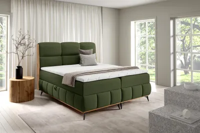 Produktbild von Boxspringbett Schlafzimmerbett CHARLIE PREMIUM 160x200cm Stoff Fibi Flaschengrün