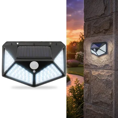 Produktbild von LUMILED Solarlampe mit Bewegungsmelder 100 LED 3 Modi Solar Wandleuchte IP44 Solarleuchte für Garten Sicherheitswandleuchte Wandlampe Außen