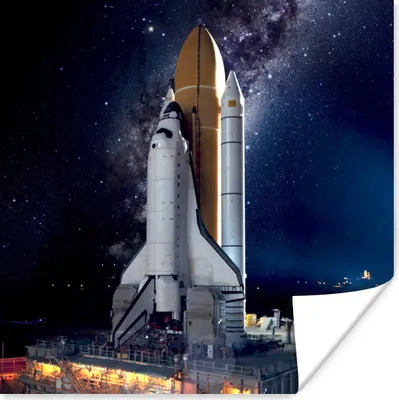 Produktbild von MuchoWow® Poster Rakete - Sternenhimmel - Weltraum 100x100 cm - Babyzimmer