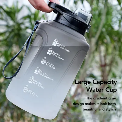 Imagen del producto de Vasos para beber de 1500 ml, gran capacidad, ideales para agua, actividades deportivas al aire libre, resistentes a golpes, de plástico, con degradado de color, color gris