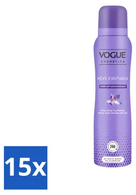 Immagine prodotto di 15 deodoranti spray "Vogue Women Reve Exotique", 150 ml ciascuno, confezione  da 15 pezzi