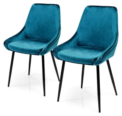 Produktbild von Designstuhl East Side 2er Set Petrol, Polsterstuhl, Esszimmerstuhl, Samtoptik, pflegeleichter Stoff, bequemer Stuhl, für Ess-, Wohn- oder Arbeitszimmer, (H/B/T) 83x48x57cm